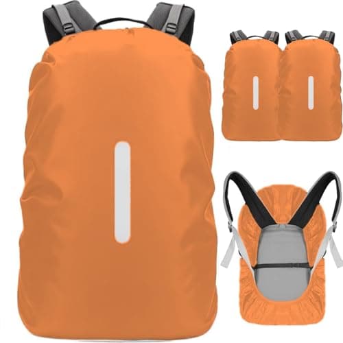 SHOCHX 2 Pack Waterproof Backpack Rain Cover with Reflective Strap, 1 Adjustable Anti Slip Cross Buckle Strap, Rainproof Snowproof for Hiking Camping Touring Cycling, M for 26-40L Backpack, Orange