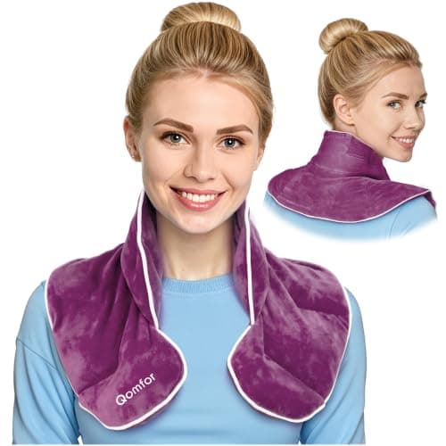 Qomfor - Microwavable Wheat Bag - Maroon Purple, Lavender Scent - 1.5kg Weighted Neck/Shoulder Wrap - Heating Pad - Hot/Cold Therapy, Stress Relief, Arthritis Pain, Muscle Tension, Headache