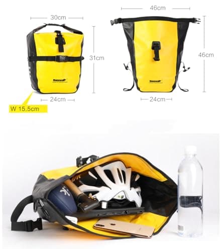 Rhinowalk Bike Bag Waterproof Bicycle Pannier Rear Seat Bag for Cycling Bicycling Traveling Riding, Yellow — view 5