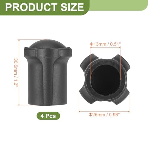 sourcing map 4Pcs Camping Chair Foot Covers, 0.51 Inch Plastic Table Legs Feet Cover Furniture Floor Protector for Outdoor Moon Chair Folding Furniture Camping Gear, Black — view 2