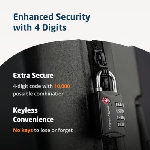 3-Pack TSA Luggage Lock with 4-Digit Combination | Set-Your-Own Padlock for Travel, Baggage, Suitcases & Backpacks | Luggage Locks | TSA Locks | Heavy-Duty Padlock | Black — view 6