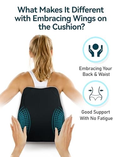 Travel Ease Ergonomic Lumbar Support Cushion, Memory Foam Back Support Cushion for Office Chairs with Skin-friendly Cover for Comfort (Black) — view 2