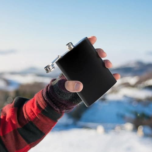 6 Pack Hip Flask for Men, 8 oz Portable Pocket Hip Flasks, Stainless Steel Leakproof Flasks with Funnel, Matte Black Liquor Flask for Groomsmen, Women, Camping, Hiking, Outdoor Activitie — view 5