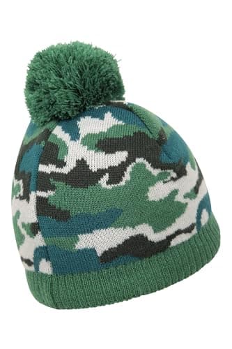 Mountain Warehouse Camo Fleece Kids Beanie - Warm Hat Cap - Best for Winter, Travelling, Walking Green ONE — view 2