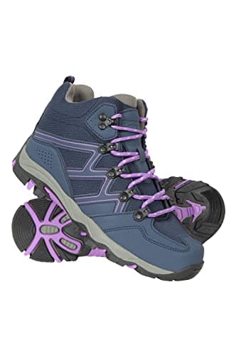 Mountain Warehouse Oscar Kids Walking Boots - Durable Childrens Hiking Shoes, Breathable Girls & Boys Footwear, Suede, Synthetic & Mesh Upper - for Camping & Trekking, Dark Purple, Kids Shoe Size 5 UK