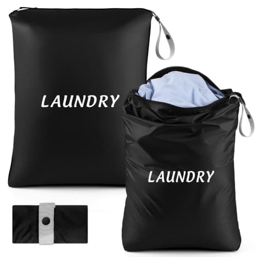 Dntorx 2 Pack Wet Bags for Swimming Travel Laundry Bags with Handle, Waterproof Swim Bag Wet Dry Dirty Clothes Organizer for Gym Beach Pool Yoga Workout College Dorm Swimsuit Diaper Storage, Black