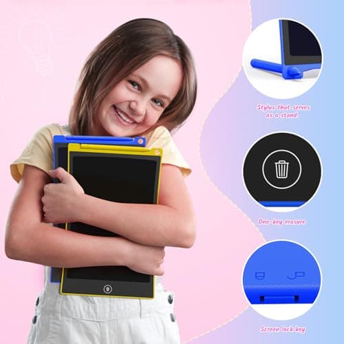 TECJOE 2 Pack LCD Writing Tablet, 10 Inch Colorful Doodle Board for Kids, Electronic Drawing Tablet Drawing Pads,Kids Travel Games Activity for Learning,Gifts for 3–6-Year-Old (Dark Blue and Yellow) — view 2