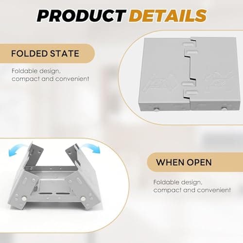 AZWOOD Portable Solid Fuel Stove, Foldable Alcohol Burner Compact Folding Stove Mini Camping Stove for Solo Camp, Hiking, Picnic, BBQ - pocket size (Updated model) — view 6