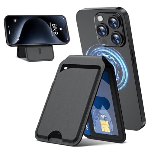 Magnetic Card Holder for iPhone with Magsafe, 3 Card Holder with Adjustable Stand, Strong Magnet and RFID Blocking, Secure Cashless Travel and Daily Use, Compatible with iPhone 16 15 14 13 12 Series