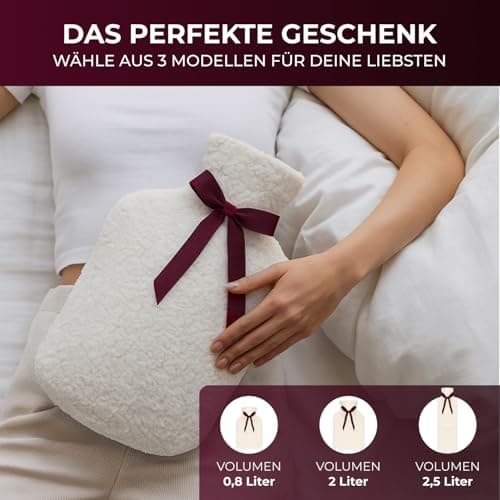 Easy and Green Cuddly Hot Water Bottle with Cover Made of Extra Soft Organic Cotton Made in Germany - Hot Water Bottle Fluffy Hot Water Bottle Long Warm for Pain Relief - Easy and Green (2 L) — view 3