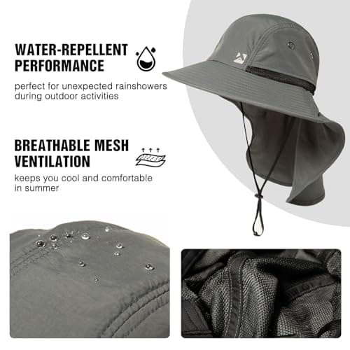 TOP-EX Waterproof Sun Hat with Neck Flap, Dark Grey, L/XL — view 6