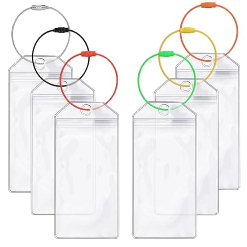 Alyvisun 6Pcs Cruise Luggage Tag Holder, Waterproof Cruise Luggage Tags with Zip Seal and Steel Loops, Clear Suitcase Tags for Ships Baggage Labels for Travel Luggage Baggage Bags