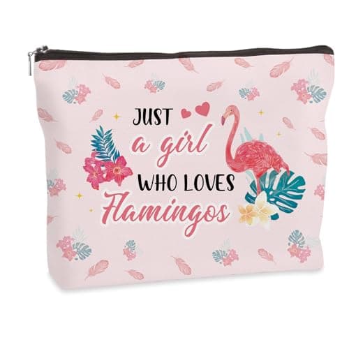 XiuSpark Flamingo Lovers Cosmetic Makeup Bag Gifts for Women Girl Travel Toiletry Pouch Birthday Christmas Animal Lover Flamingo Themed Gifts for Friends Bestie Daughter Wife Sister Girlfriend