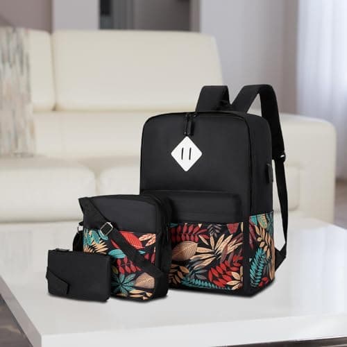 LOVIVER Laptop Backpack Hand Bag Gift Business Casual with USB Charging Port College School Computer Bag Crossbody Bag for Men Women, Black — view 6