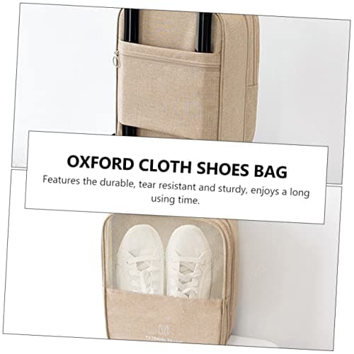 PACKOVE Travel Shoe Storage Bag Lightweight Tear Resistant Oxford Cloth Shoe Pouch for Outdoor and Travel Use with Drawstring Closure in Khaki — view 5