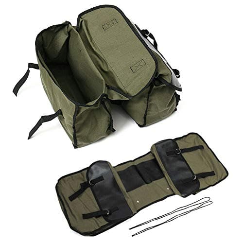 Olive Green Motorcycle Saddle Bag Travel Tool Storage Canvas Pouch Box Motorcycle Universal — view 5