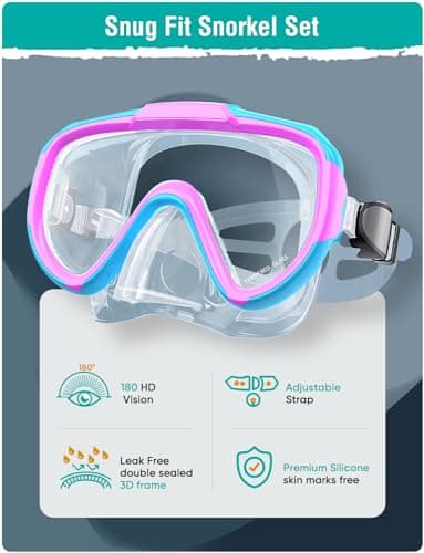 Lealinga Snorkel Set Adult Kid Panoramic View Snorkel Mask with Travel Bag — view 2
