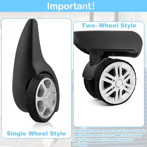CANIPHA 8Pcs Luggage Wheel Covers, Silicone Luggage Cover Protector Suitcase Wheel, Silent Protection Compartment Protection for Suitcase (Black) — view 4