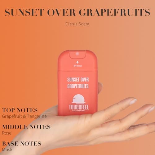 Power Mist Hand Sanitizer Spray, Scented Hydrating Hand Sanitizers Travel Size Refillable, Pocket Portable 3-Pack (Sunset over Grapefruits) 0.93Fl Oz 460-Sprays Each — view 3