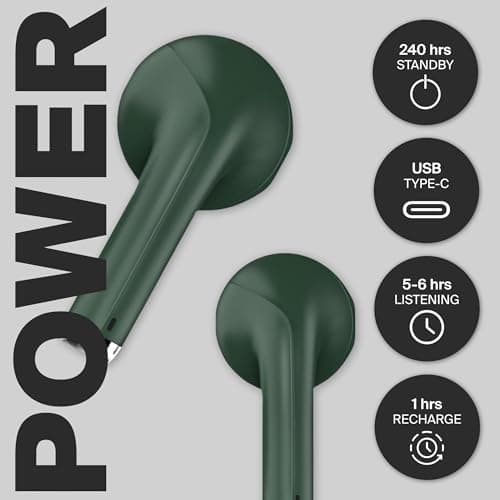 WATCHEM Wireless Earbuds Green – Bluetooth 5.0 TWS In-Ear Headphones, IPX5 Waterproof Earphones, Fast Charging Case, Lightweight, Stylish, Small Fit, Sports & Gym Ready — view 3