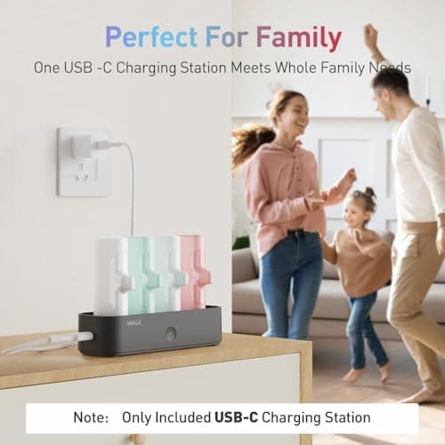 iWALK Portable Charger Station for 4500mAh, 4800mAh, 5000mAh Power Bank for iPhone Charging Station Multiple USB-C Family-sized Charger Station for Home(Station Only),Black — view 2