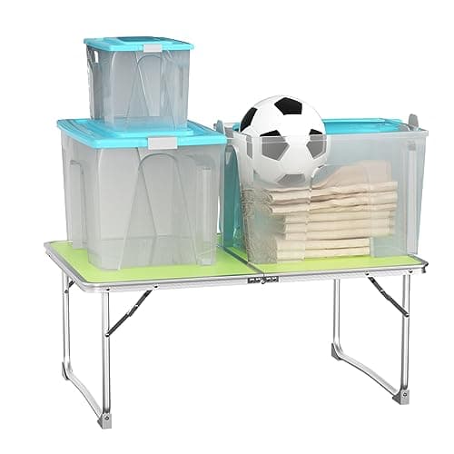Folding Table Lightweight Extra Strength Camping Buffet Trestle for Indoor Outdoor, Aluminum Tube & MDF Foldaway, Aluminium Folding Table for Wedding Market Garden Party Picnic — view 6