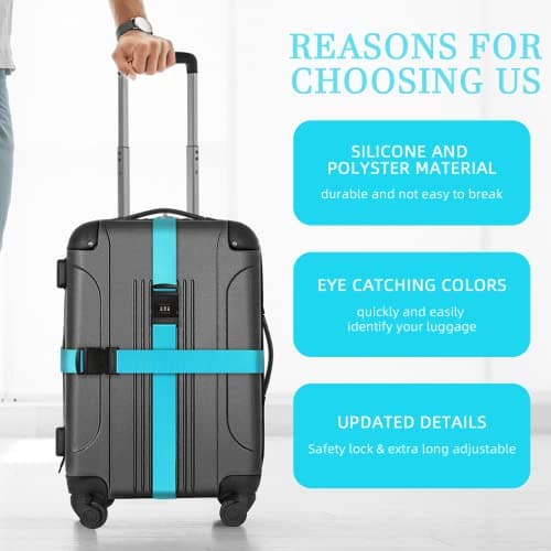 Luggage Straps for Suitcases,4Pack Suitcase Strap with Password Lock — view 4