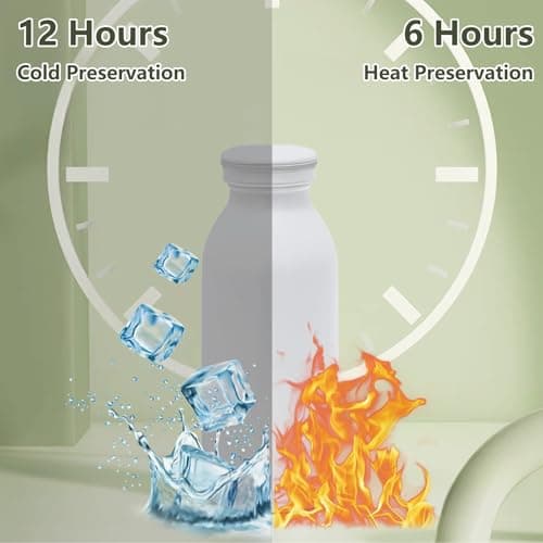 AMFUN Water Bottle Vacuum Insulated Bottle,350mlStainless Steel Sports Water Bottle,BPA Free, Leak Proof for 12hrs Hot & Cold Drinks Water Coffee Milk,Home, Work, Gym & Travel (Cream) — view 2