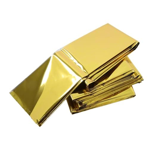 CAGUYLONA Emergency Blanket 130x210cm, Thermal Survival Blanket, Reflective Space Blanket for Camping Hiking Emergency Kit with 10 Pack for Outdoor Travel and Car Safety (Gold) — view 2