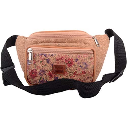 Womens Travel/Holiday Cork Waist Bag/Bumbag with Floral Design - Little Flowers