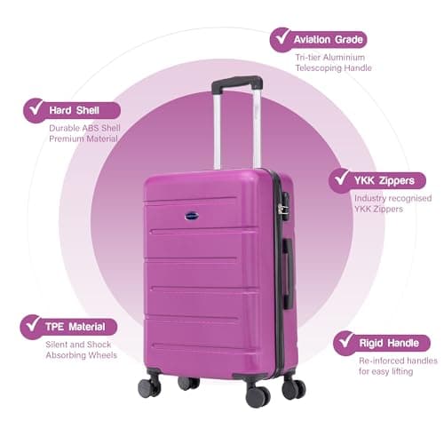 Aerostar 28" Large Suitcase Super Lightweight 4 Wheel Dual Spinner ABS Hard Shell Check in Luggage with Integrated Combination Lock for 23kg (Purple, 100 Litre) — view 2