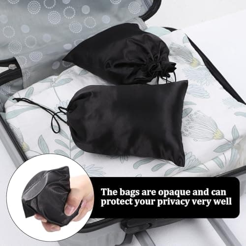 Soft Satin Drawstring Pouch, 6 Pcs Adjustable Jewellery Gift Bag Storage Soft Storage Bags Adult Toy Storage-Bags for Women Men Couples Toy Underwear Cosmetic Sunglasses Travel Camping(3 Sizes Black) — view 5