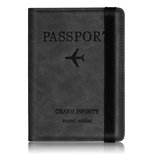 Toctax Passport Holder Cover, PU Leather RFID Travel Wallet Case Organiser Accessories, UK Passport Cover for Passport, Business Cards, Credit Cards, Boarding Passes (Black)