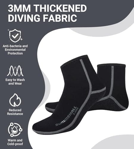 Summshall Neoprene Socks, 3mm Wetsuit Socks Thermal Swimming Socks for Men Women Anti-slip Warmth Neoprene Socks for Diving Snorkeling Cold Water Swim Sea Sailing Kayaking — view 5