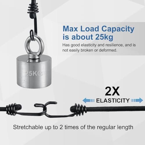 5-Pack Heavy Duty Bungee Cords with Hooks Weather Resistant Bungee Rope with Metal Double-J Hooks 8mm Thick Black Elastic Straps for Securing Luggage, Tarps, Tents and Outdoor Gear - 29.5” Long — view 5