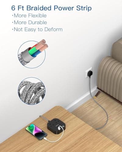 Extension Lead, Power Strips with 2 Way Outlets 4(4.5A, 2 Type C & 2 USB-A) — view 5