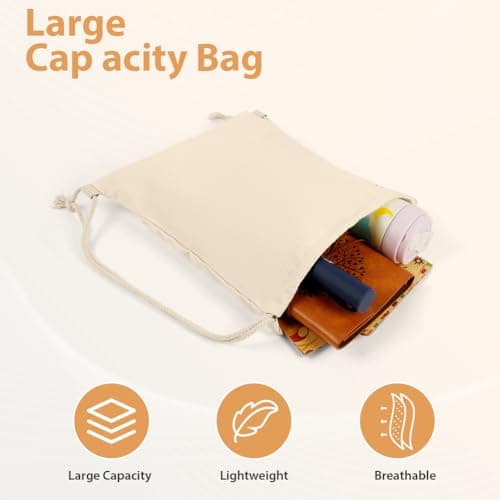 HAGOT 2 Pack Drawstring Gym Bags Cotton, Draw String Backpack, Cotton Shopping Bags, Suitable for Sports, Gym, School, Travel — view 4