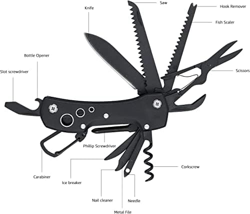 Amazon Basics 15-in-1 Multitool Pocket Knife with Sheath, Black — view 4