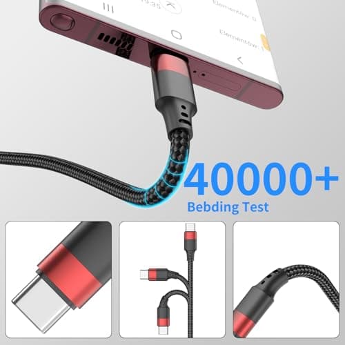 2Pack Short USB C Charger Cable 20cm/0.2M USB to USB C Cable Type C Apple Car Play Fast Charging Cord Braided USB A to USB C for iPhone 17 16 15 Pro, Samsung Galaxy S26 S25 S24 Pixel 9 8, Switch, PS5 — view 3