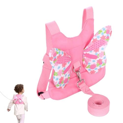 Toddler Leash Harness,3-in-1 Backpack Leash for Toddlers,Reins for Toddlers Girls,Toddler Reins for Walking 1-3 Years,Butterfly Wings Design,Adjustable Safety Child Reins for Walking,1-6 Years (Pink)