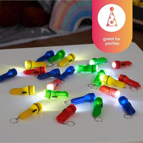THE TWIDDLERS 24 Mini Torch Keychains - Assorted Flashlight Colours, Ideal Small Torches for Party Bag Fillers for Kids, Light Keyring Party Favours — view 2