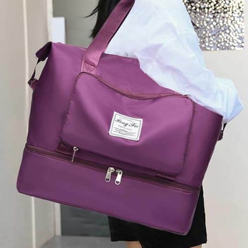 Travel Duffel Bags for Women Foldable Organizer Bag, Reinforced Handle — view 2