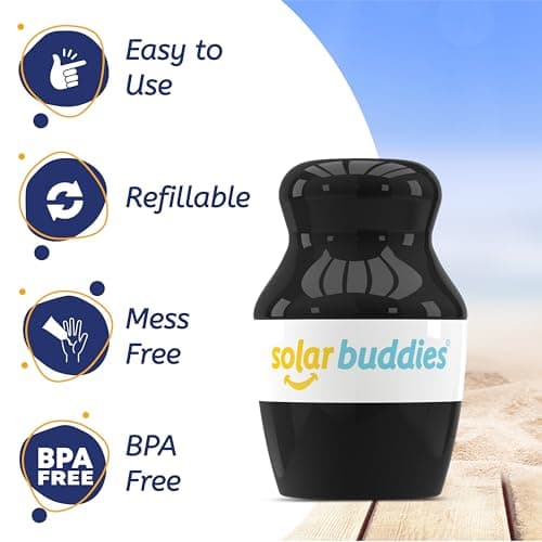Solar Buddies Sunscreen Applicator - Single Black - Refillable Roll on Sponge Sunscreen, Suncream & Lotion Applicator For Kids, Adults & Families - Holds 3.4fl oz, Perfect Size for Travel — view 3