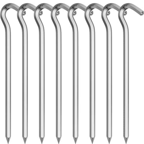 Olicky Tent Pegs Metal Heavy Duty Tent Hooks Aluminum Alloy Camping Hard Ground Pegs for Football Net Tarpaulin and Outdoor - 8Pcs