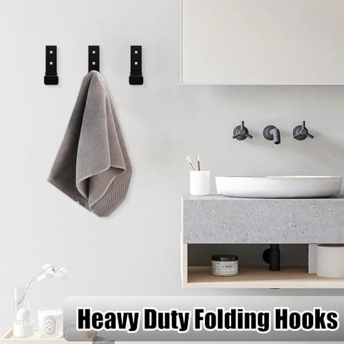 3PCS Folding Wall Hooks Heavy Duty Hook for Hanging-Black, Aluminum Alloy — view 6