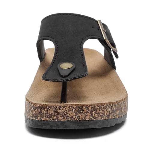 Foinledr Cork Footbed Sandals for Women & Men, Adjustable Buckle Flip Flops — view 3