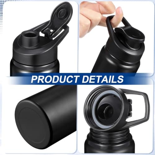 Potchen 20 Pack Aluminum Water Bottles with Snap Lid, Black, 25 oz — view 3