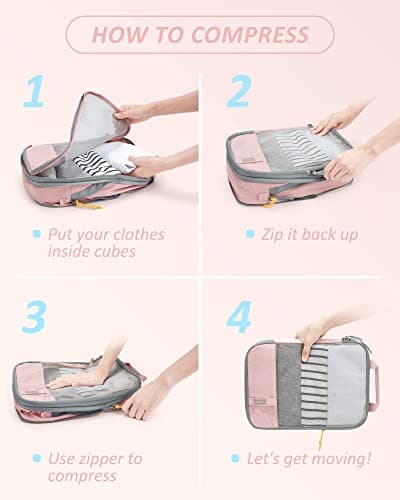 BAGSMART 6pcs Compression Travel Packing Cubes for Suitcases Backpack — view 5