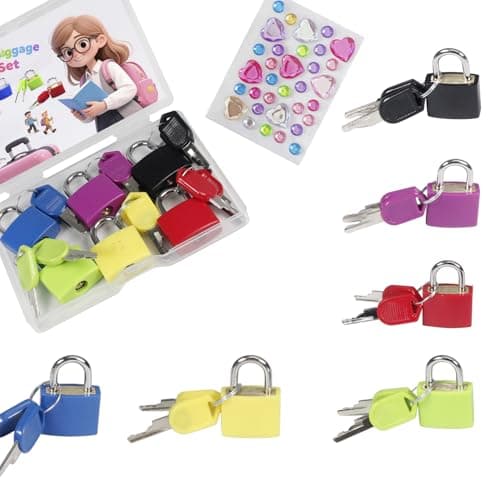 6Pcs Multicolor Luggage Padlocks Set with Keys, Mini Suitcase Locks, Small ABS Plastic & Copper Locker Locks, Tiny Lock for School Gym Locker, Backpack, Journal and Jewelry Box
