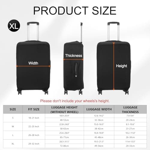 sourcing map Travel Luggage Cover, Washable Suitcase Covers for Luggage Anti-scratch Suitcase Protector Elastic Baggage Protective, Fits 18-21 Inch Suit Case, Black — view 2
